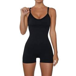 Litthing Damen Sport Jumpsuit Yoga Sexy Bodycon Lang Eng Armellos Bodysuit Stretch Trainingsanzug Sportanzug Eckigem Ausschnitt Gerippte Overall Workout Einteiliger von Litthing