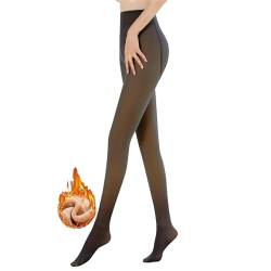 Litthing Damen Thermostrumpfhose mit gefütterte Fleece, Gefälschte Durchscheinend Plüschstrümpfe für Schmale Figur in Winter, Warmer Strumpfhose Pantyhose Leggings (200g für 5~20℃, Schwarz) von Litthing