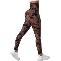 Litthing Gym Leggings Frauen Scrunch Nahtlose Leggings Hohe Taille Leggings Tie Dye Yoga Hosen für Training Bauchkontrolle Sport Tights für Yoga Laufen Fitness von Litthing