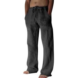 Litthing Herren Leinenhose, Baumwoll Jogging Hose, lässige Sommerhose mit Taschen, Lockere Passform Freizeithosen Bequeme leichte Hose von Litthing