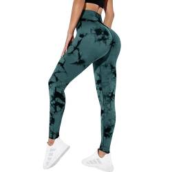 Litthing Sport Leggings Damen High Waist Stretch Leggings Seamless Push Up Booty Laufhose Scrunch Butt Batik Sporthose für Yoga Fitness Gym von Litthing