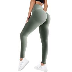 Litthing Sports Leggings Damen High Waist Scrunch Butt Leggings Seamless Yoga Hosen Scrunch Sportleggings Push Up Booty Leggings Blickdichte Hose für Gym Yoga Fitness Workout Tights von Litthing