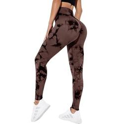 Sport Leggings Damen Sportleggins Lang Stretch Yoga Hosen High Waist Leggings Sport Booty Scrunch Butt Push Up Batik Leggings für Gym Fitness Workout von Litthing