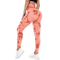 Sport Leggings Damen Sportleggins Lang Stretch Yoga Hosen High Waist Leggings Sport Booty Scrunch Butt Push Up Batik Leggings für Gym Fitness Workout von Litthing