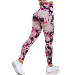 Sport Leggings Damen Sportleggins Lang Stretch Yoga Hosen High Waist Leggings Sport Booty Scrunch Butt Push Up Batik Leggings für Gym Fitness Workout von Litthing