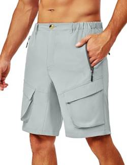 Little Donkey Andy Herren Leichte Schnelltrocknend Cargo Shorts Bermuda Stretch Kurze Hose für Wandern, Golf, Camping, Reisen Hellgrau XL von Little Donkey Andy