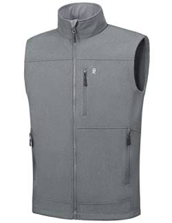 Little Donkey Andy Weste Herren Wasserdichte Softshell Ärmellose Jacke Winddicht Warm Atmungsaktiv Fleeceweste für Laufen, Wandern, Golf Grau XL von Little Donkey Andy