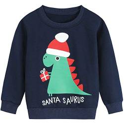 Little Hand Baby Jungen Pullover Sweatshirt Kinder Dick Warme Weihnachtspullover Weihnachtspullis Streetwear Oberbekleidung 2-7 Jahre (110, Weihnachts-Dinosaurier) von Little Hand