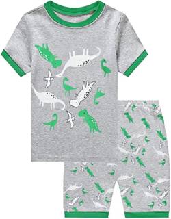 Little Hand Dino Schlafanzug Kinder Jungen Pyjamas Zweiteiliger Baumwolle Kinder Sommer Kurze Dinosaurier Schlafanzug 92 98 104 110 116 122 von Little Hand