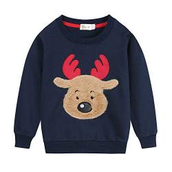 Little Hand Jungen Pullover Sweatshirt Kinder Warme Weihnachtspullover Weihnachtsmann Puli 2-7 Jahre (104, Regulär-dunkelblau) von Little Hand