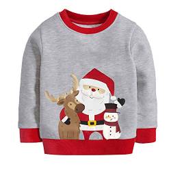 Little Hand Jungen Pullover Sweatshirt Kinder Warme Weihnachtspullover Weihnachtsmann Puli 2-7 Jahre (110, Weihnachtsmann-grau) von Little Hand