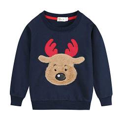 Little Hand Jungen Pullover Sweatshirt Kinder Warme Weihnachtspullover Weihnachtsmann Puli 2-7 Jahre (98, Regulär-dunkelblau) von Little Hand