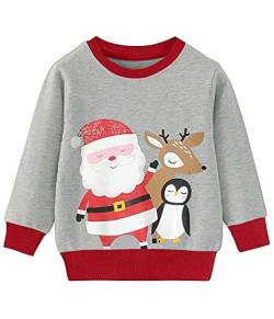 Little Hand Jungen Pullover Weihnachten Kinder Weihnachts Sweatshirt Weihnachtspullover Weihnachtsmann Elch Langarm Shirts 110 von Little Hand