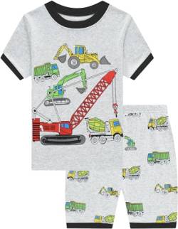Little Hand Jungen Schlafanzug Kurz Boys Pyjamas Shorts Kinder Sommer Schlafanzug Baumwolle Kurzarm 116 von Little Hand