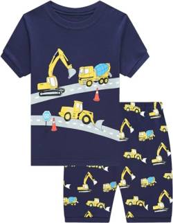 Little Hand Jungen Schlafanzug Kurz Boys Pyjamas Shorts Kinder Sommer Schlafanzug Baumwolle Kurzarm 116 von Little Hand