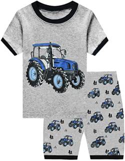 Little Hand Jungen Schlafanzug Kurz Boys Pyjamas Shorts Traktor Kinder Sommer Schlafanzug Baumwolle Kurzarm 104 von Little Hand