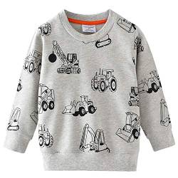 Little Hand Jungen Sweatshirt Jumper für Kinder Sweater Dinosaur Hakenmaschine Bulldozer Baumwolle Langarm T Shirts Pullover (1-Bulldozer 92) von Little Hand