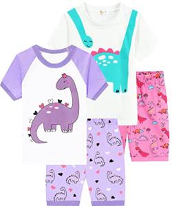 Little Hand Kinder Schlafanzug Mädchen Kurz Sommer Nachtwäsche Zweiteilig Einhorn Flamingo Katze Kurzer Pyjamas Baumwolle 116 von Little Hand