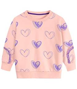 Little Hand Kleidung für Mädchen - Sweatshirt Mädchen Pullover Winter Herzförmig Druck Baumwolle Shirt Langarm Valentinstag Kleidung (Rose Herzförmig, 92) von Little Hand