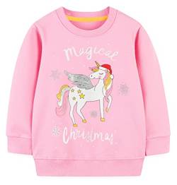 Little Hand Mädchen Pullover Sweatshirt Kinder Warme Weihnachtspullover Weihnachtsmann Puli 110 von Little Hand