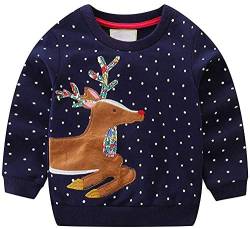 Little Hand Mädchen Pullover Sweatshirt Kinder Warme Weihnachtspullover Weihnachtsmann Puli 122 von Little Hand