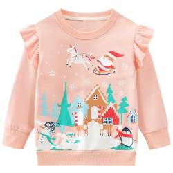 Little Hand Mädchen Pullover Sweatshirt Kinder Warme Weihnachtspullover Weihnachtsmann Puli 92 von Little Hand