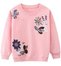 Little Hand Mädchen Sweatshirt für Kinder Baumwolle Top Casual Jumper Kleinkind Langarm Pullover 104 von Little Hand