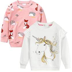 Little Hand Mädchen Sweatshirt für Kinder Baumwolle Top Casual Jumper Kleinkind Langarm Pullover 116 2Sätze von Little Hand