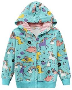 Little Hand Mädchen Zip Up Hoodie Sweatjacke Kapuzenjacke Kapuzenpullover Langarm Baumwolle Kinder Einhorn Pullover Hoody Sweatshirt mit Reißverschluss 1-7 Jahre 92-122 von Little Hand