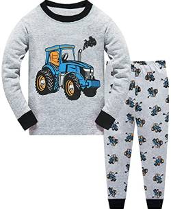 Little Hand Schlafanzug Jungen Langarm Zweiteiliger Baumwolle Kinder Nachtwäsche Traktor 104 von Little Hand