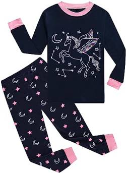 Little Hand Schlafanzug Mädchen Lang Prinzessin Kinder Zweiteiliger Baumwolle Ärmel Nachtwäsche T-Shirt und Hose 98 von Little Hand