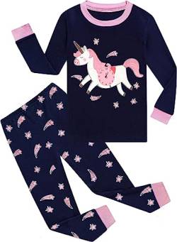 Mädchen Schlafanzug Lang Einhorn Zweiteiliger Baumwolle Kinder Pyjamas Langarm Kleinkind Winter Kleidung 92 98 104 110 116 122 von Little Hand