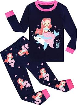 Mädchen Schlafanzug Lang Meerjungfrauen Zweiteiliger Baumwolle Kinder Pyjamas Langarm Kleinkind Winter Kleidung 92 98 104 110 116 122 von Little Hand