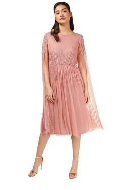 Little Mistress Damen Turner Rose Embellished Cape Sleeve Midi Dress Kleid, 40 von Little Mistress