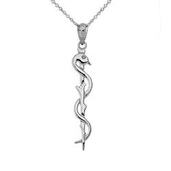 Little Treasures Asclepius Medicine Symbol Anhänger Halskette in Sterling Silber 925 (Verfügbare Kettenlänge 40cm - 45cm - 50cm - 55cm) von Little Treasures