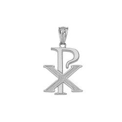 Little Treasures Chi-Rho Symbol Anhänger Halskette in Sterling Silber 925 (Verfügbare Kettenlänge 40cm - 45cm - 50cm - 55cm) von Little Treasures