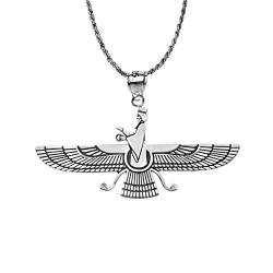Little Treasures Oxidiert Persian Faravahar Anhänger Halskette in Sterling Silber 925 (Verfügbare Kettenlänge 40cm - 45cm - 50cm - 55cm) von Little Treasures