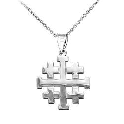 Little Treasures Poliert Jerusalem Kreuzfahrer Kreuz Anhänger Halskette in Sterling Silber 925 (Verfügbare Kettenlänge 40cm - 45cm - 50cm - 55cm) von Little Treasures