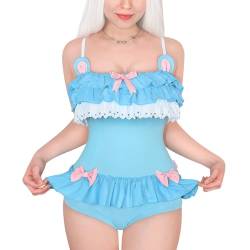 LittleForBig Baumwoll Fancy Bär Strampler Onesie Pyjama Teddy Dessous Einteiliger Babydoll Bodysuit Blau XL von LittleForBig