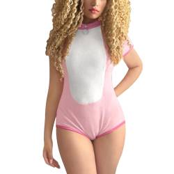 LittleForBig Baumwolle Kragen Strampler Onesie Pyjamas Bodysuit – Hübsches Haustier Strampler Rosa S von LittleForBig