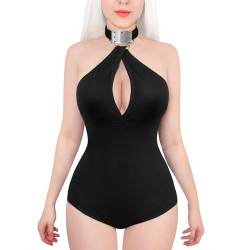 LittleForBig Baumwolle Strampler Onesie Eigene Collared Gothic Bodysuit Schwarz XXL von LittleForBig