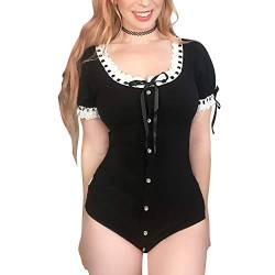 LittleForBig Baumwolle Strampler Onesie Pyjamas Bodysuit-Lolita Strampler Schwarz XXL von LittleForBig