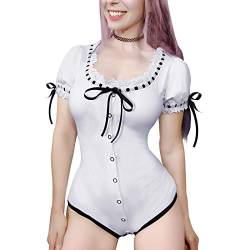 LittleForBig Baumwolle Strampler Onesie Pyjamas Bodysuit-Lolita Strampler Weiß L von LittleForBig