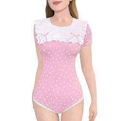 LittleForBig Baumwolle Strampler Onesie Pyjamas Bodysuit - Precious Geraffte Schleife Lätzchen Strampler Rosa L von LittleForBig