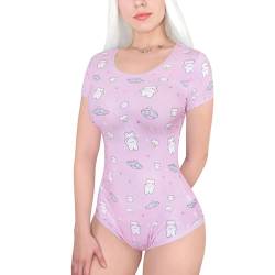 LittleForBig Baumwolle Strampler Onesie Pyjamas Bodysuit - Süßes Bären im Weltraum Onesie Rosa XXXXL von LittleForBig