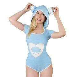 LittleForBig Baumwolle Strampler Onesie Pyjamas Bodysuit –Teddybär Einteiler Blau XS von LittleForBig
