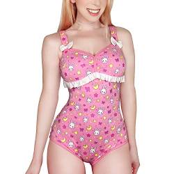 LittleForBig Baumwolle Strampler Onesie Pyjamas Bodysuit –Usagi Moon Rosa XL von LittleForBig