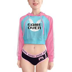 LittleForBig Damen Bunnywatch Cosplay Gaming Lässig Regular Fit Langer Ärmel Kordelzug Cropped Hoodie Jacke Blau M von LittleForBig