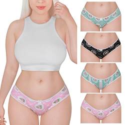 LittleForBig Damen Frauen Weiche Baumwolle Unterwäsche Bequeme Hipster Slip 4er Pack Höschen Set - Shabby Chic Mehrfarbig XXXXL von LittleForBig