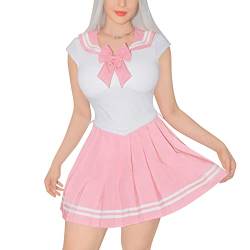 LittleForBig Damen Magisches Mädchen Cosplay Overall Romper Bodycon Mini Kleid Rosa XS von LittleForBig
